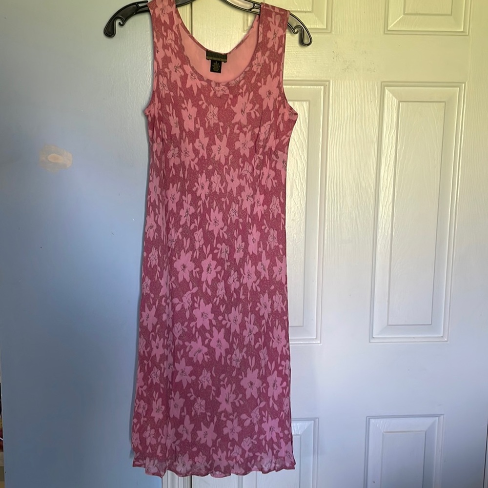 Sigrid Olsen Pink Floral Sleeveless Midi Dress